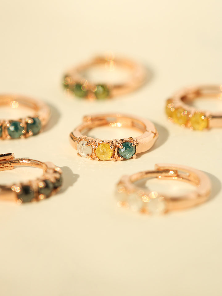 14K Gold Rough Diamond Hoop Earring