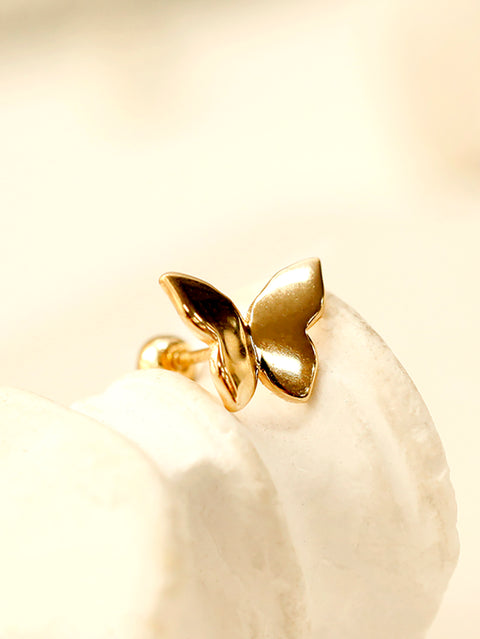 14K Gold Plain Solid Butterfly Cartilage Earring 20G18G16G