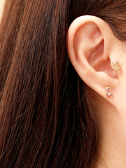14K Gold CZ Ribbon Bear Cartilage Earring 20G18G16G