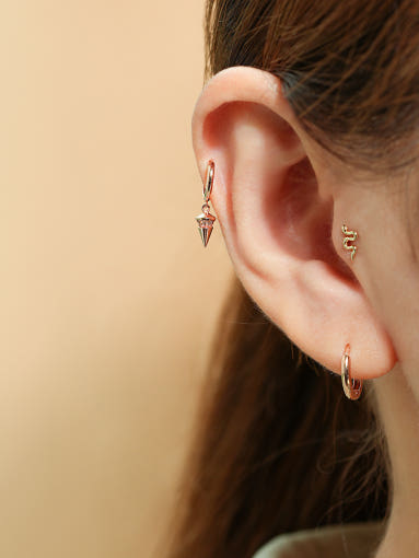 14K Gold Bullet Hoop Earring 20G