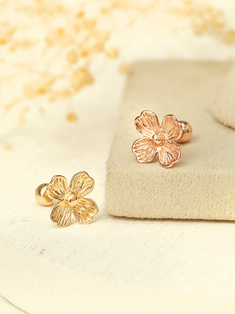 14K Gold 4 Petal Flower Cartilage Earring 20G18G16G