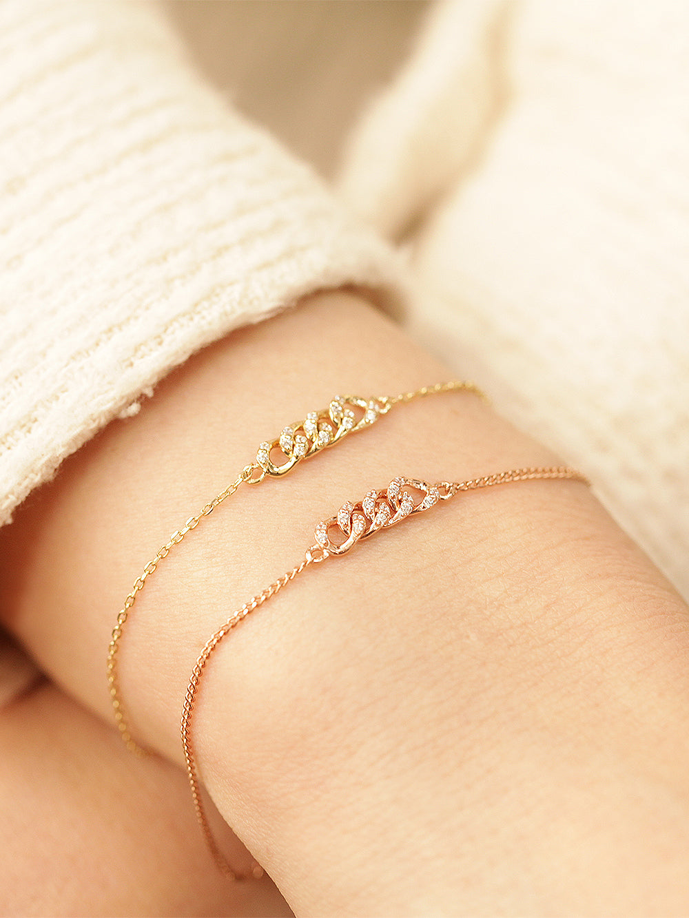 14K 18K Gold Cubic Chain Bracelet