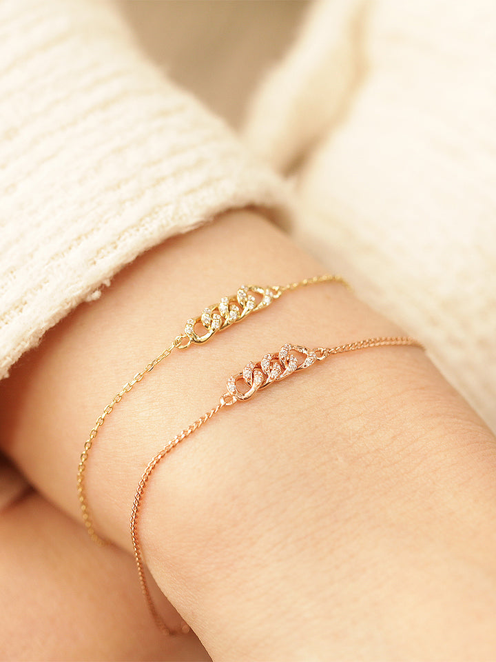 14K 18K Gold Cubic Chain Bracelet