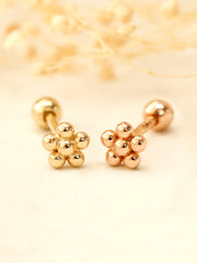 14K Gold Lovely Voluminous Flower Cartilage Earring 18G16G