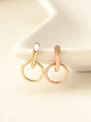 14K Gold Volume Stick Circle Hoop Earring