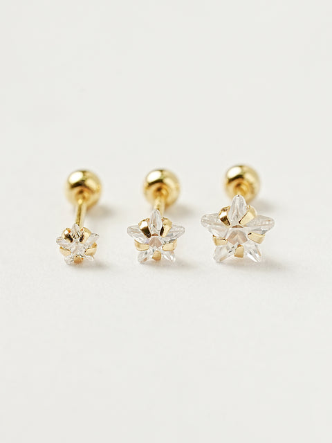14K Gold Crystal Star Cartilage Earring 20G