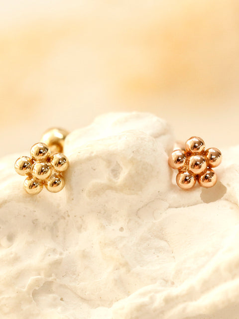 14K Gold Lovely Voluminous Flower Cartilage Earring 20G18G16G