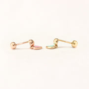 14K Gold Enamel Heart Drop Cartilage Earring 20G18G16G