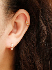 14K Gold Leaf Cubic Conch Hoop Earring