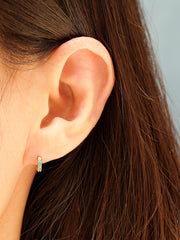 14K Gold Turquoise Conch Hoop Earring