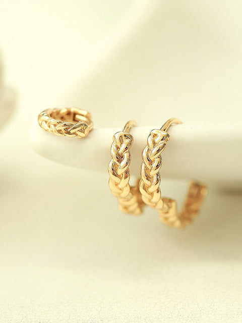 14K Gold Chain Conch Hoop Earring