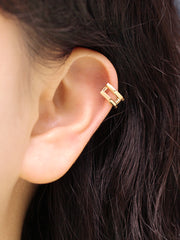 14K Gold Two Line Pentagon Conch Hoop Earring