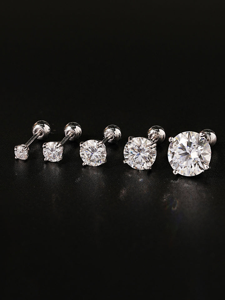 14K Gold 4 Pronged Moissanite Cartilage Earring 20G18G16G