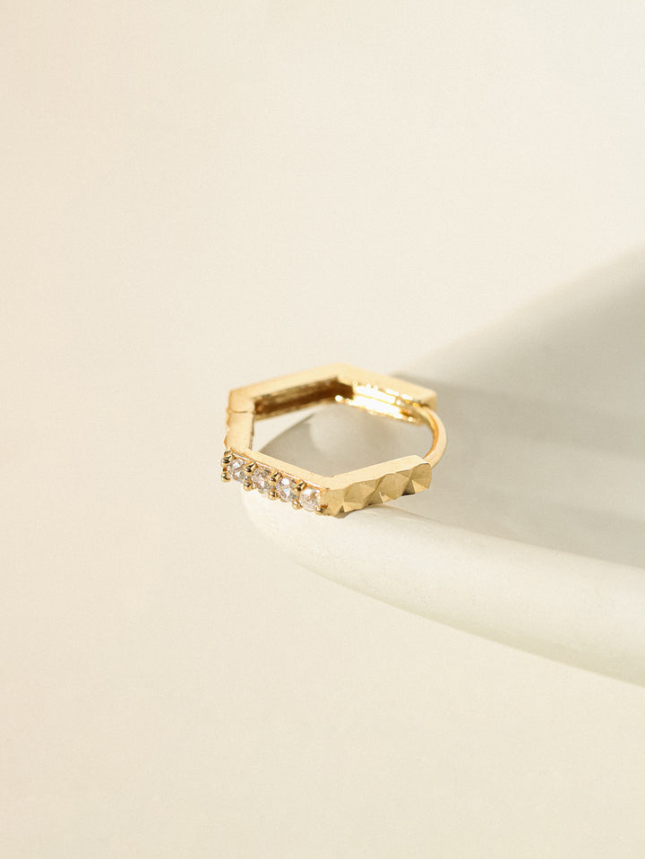 14K Gold Pentagon Simple Cubic Cartilage Hoop Earring