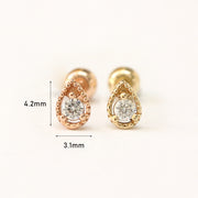 14K Gold Minimi Cubic Water Drop Cartilage Earring 20G18G16G