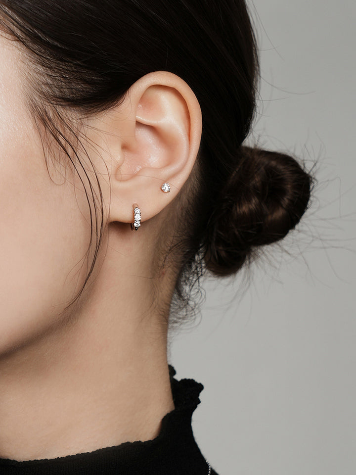 14K 18K Gold Moissanite Cartilage Hoop Earring