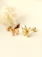 14K Gold Plain Solid Butterfly Cartilage Earring 20G18G16G