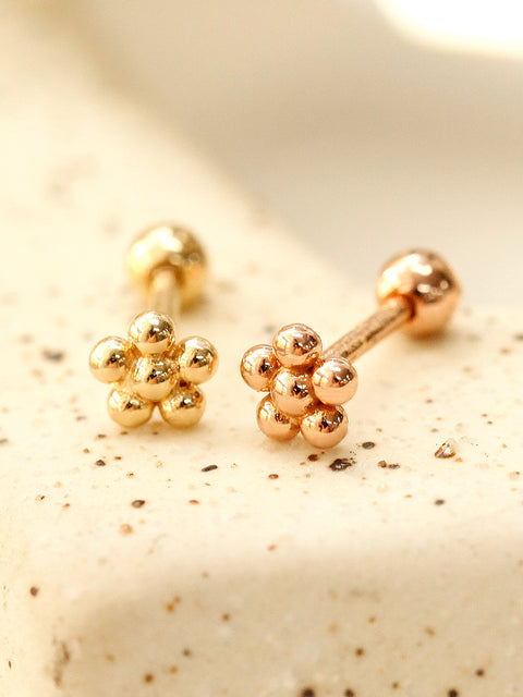 14K Gold Lovely Voluminous Flower Cartilage Earring 18G16G