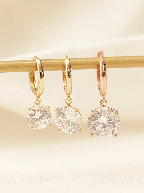 14K Gold Bling CZ Hoop Earring