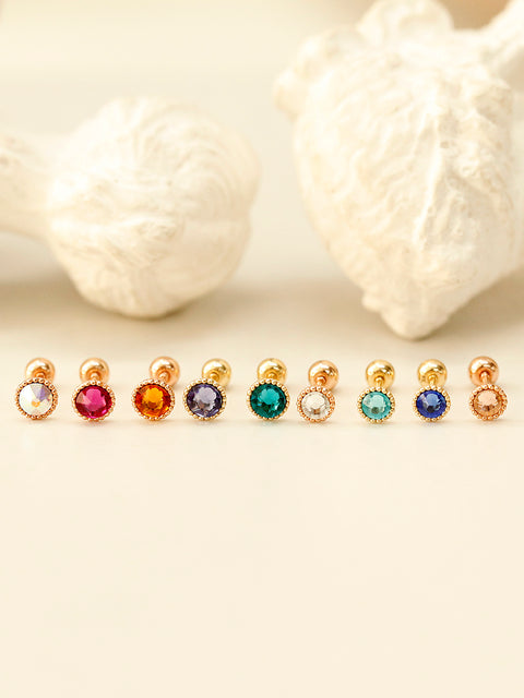 14K Gold Stone Flower Ball Cartilage Earring 20G18G16G