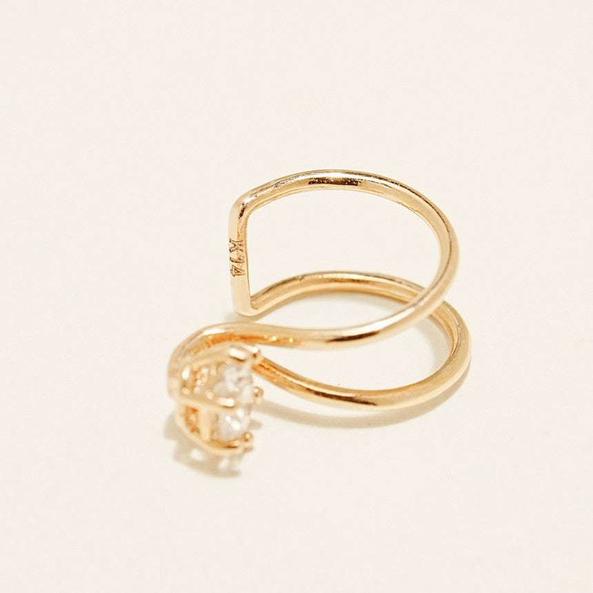 14K Gold Simple CZ Ear Cuff