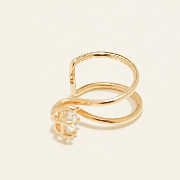 14K Gold Simple CZ Ear Cuff