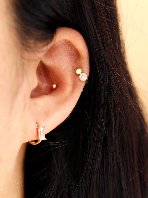 14K Gold Mini Cubic Hoop Earring