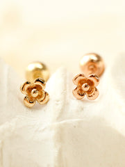 14K Gold Mini Butterfly Flower Cartilage Earring 20G18G16G