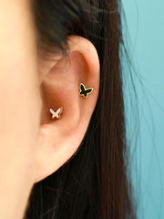 14K Gold Enamel Color Butterfly Cartilage Earring 20G18G16G