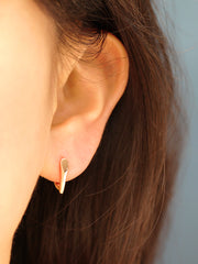 14K Gold Volume Stick Hoop Earring