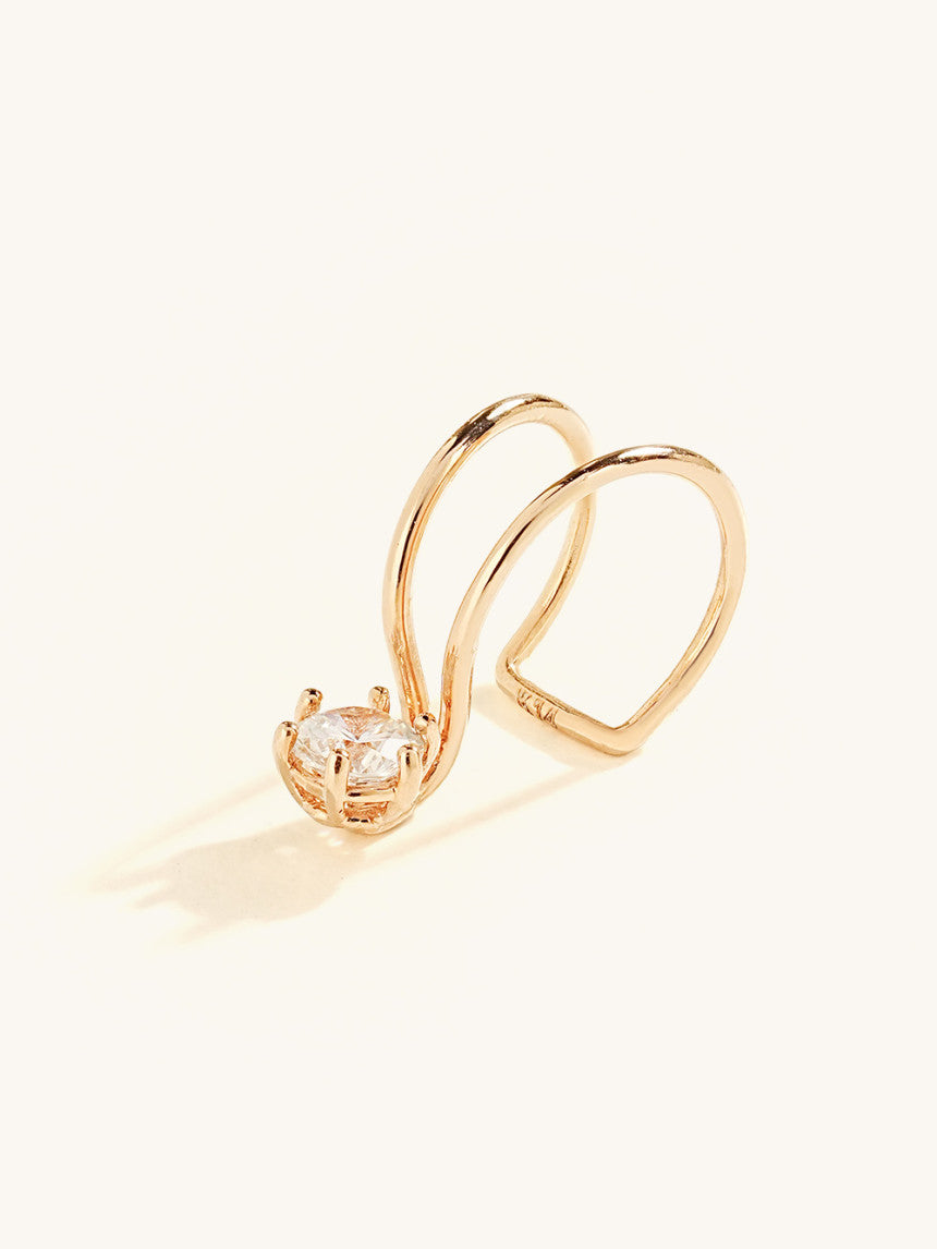14K Gold Simple CZ Ear Cuff