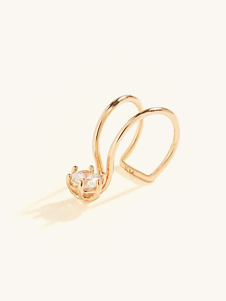 14K Gold Simple CZ Ear Cuff