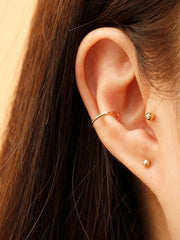 14K Gold Slim Plain Color Cubic Ear Cuff