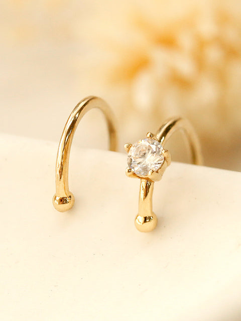 14K Gold Slim Plain Color Cubic Ear Cuff