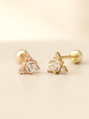 14K Gold Mini Point Triangle Cubic Earring 20G18G16G