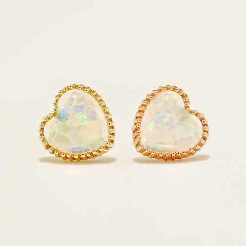 14K Gold Jelly Opal Heart Earring 20G18G16G