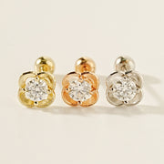 14K Gold Cosmos Flower Moissanite Cartilage Earring 20G18G16G