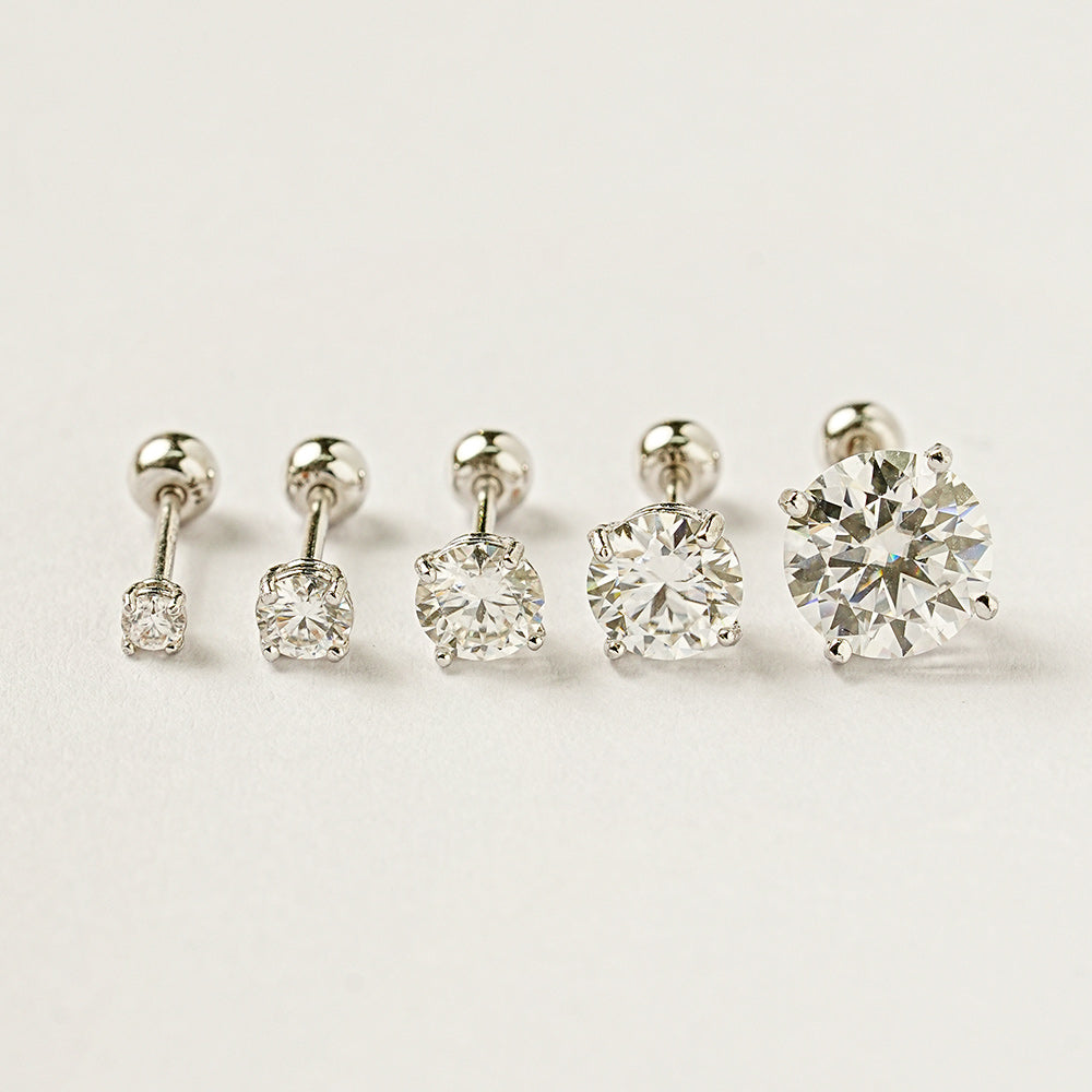 14K Gold 4 Pronged Moissanite Cartilage Earring 20G18G16G