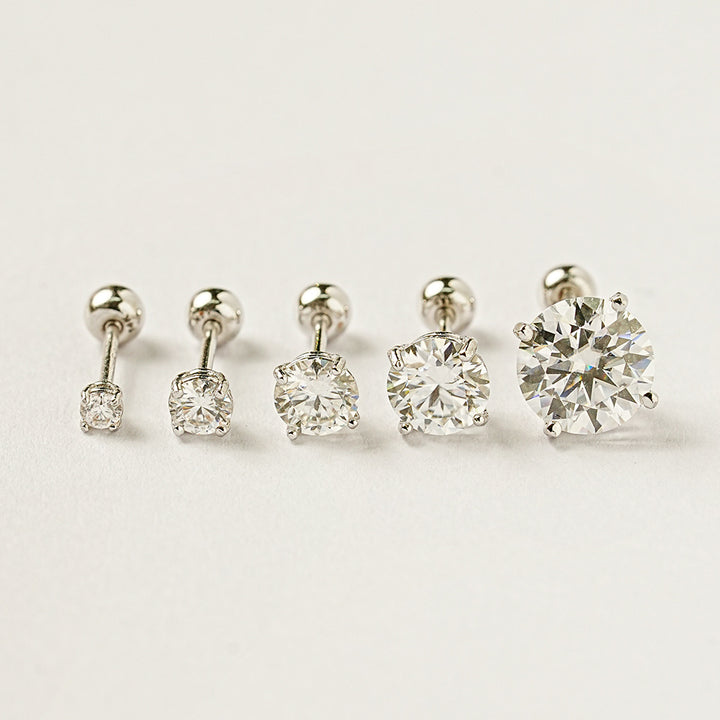 14K Gold 4 Pronged Moissanite Cartilage Earring 20G18G16G