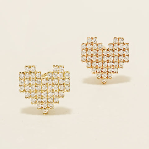 14K Gold Pixel Heart Cartilage Earring 18G16G