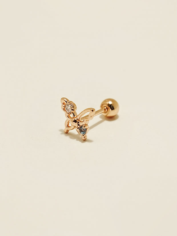 14K Gold Cubic Butterfly Cartilage Earring 20G