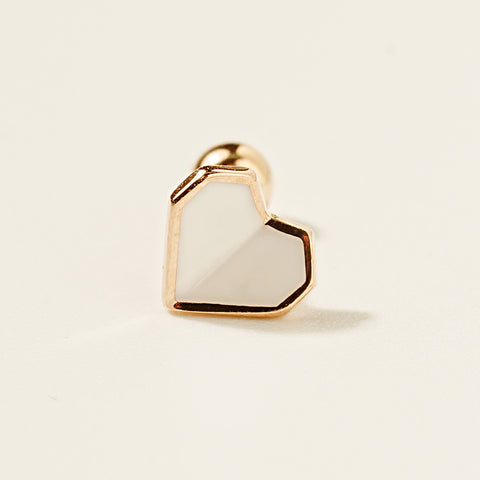 14K Gold Enamel Fold Heart Cubic Earring 20G18G16G