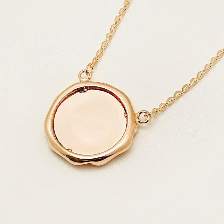 14K 18K Solid Gold Flower Elizabeth Coin Necklace