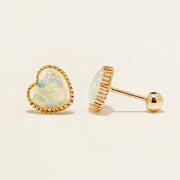 14K Gold Jelly Opal Heart Earring 20G18G16G