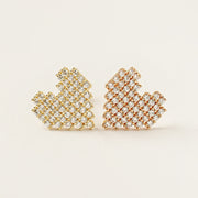 14K Gold Pixel Heart Cartilage Earring 18G16G