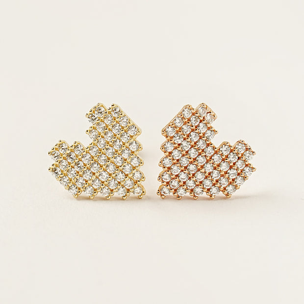 14K Gold Pixel Heart Cartilage Earring 18G16G