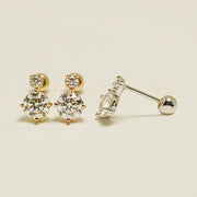 14K Gold Misty Moissanite Cartilage Earring 20G18G16G