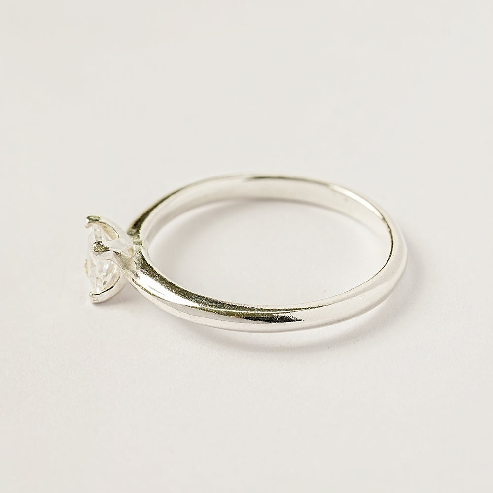 925 Silver Square Crystal Ring