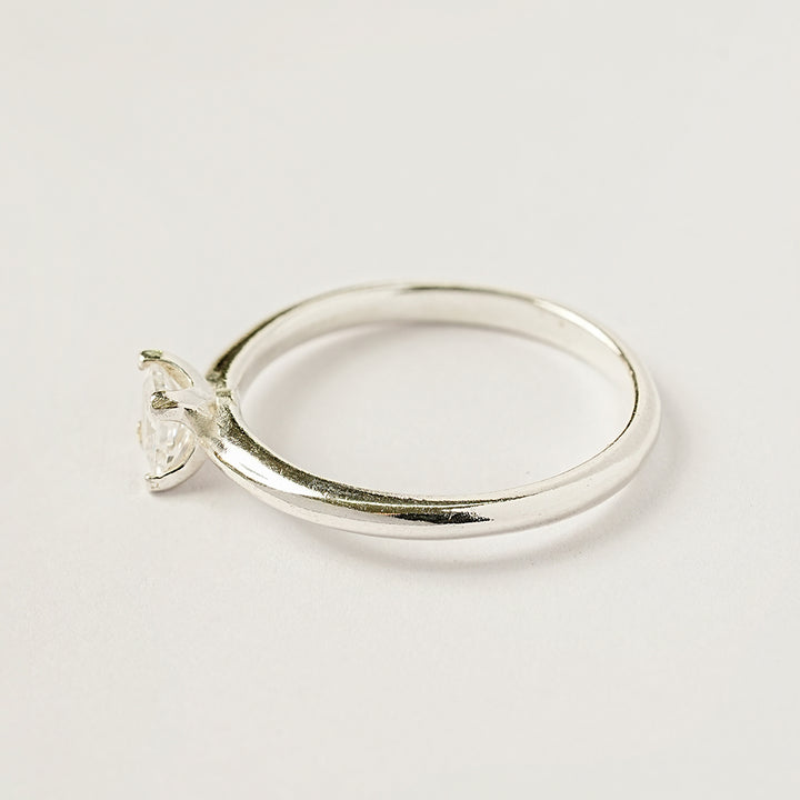 925 Silver Square Crystal Ring