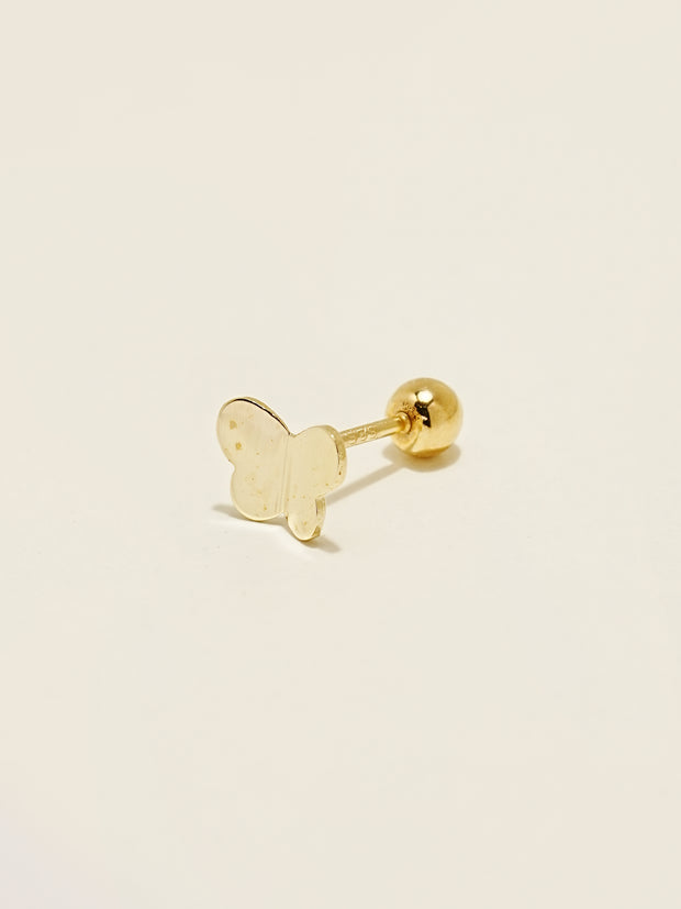 14K Gold Block Butterfly Cartilage Earring 20G